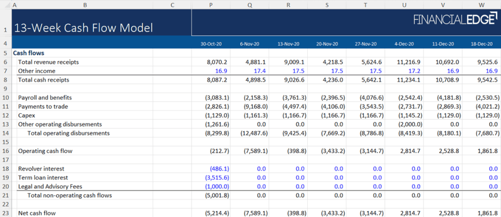 13 Week Cash Flow Model