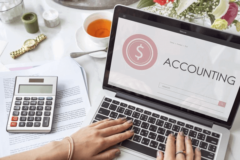 Accounting software on a laptop screen