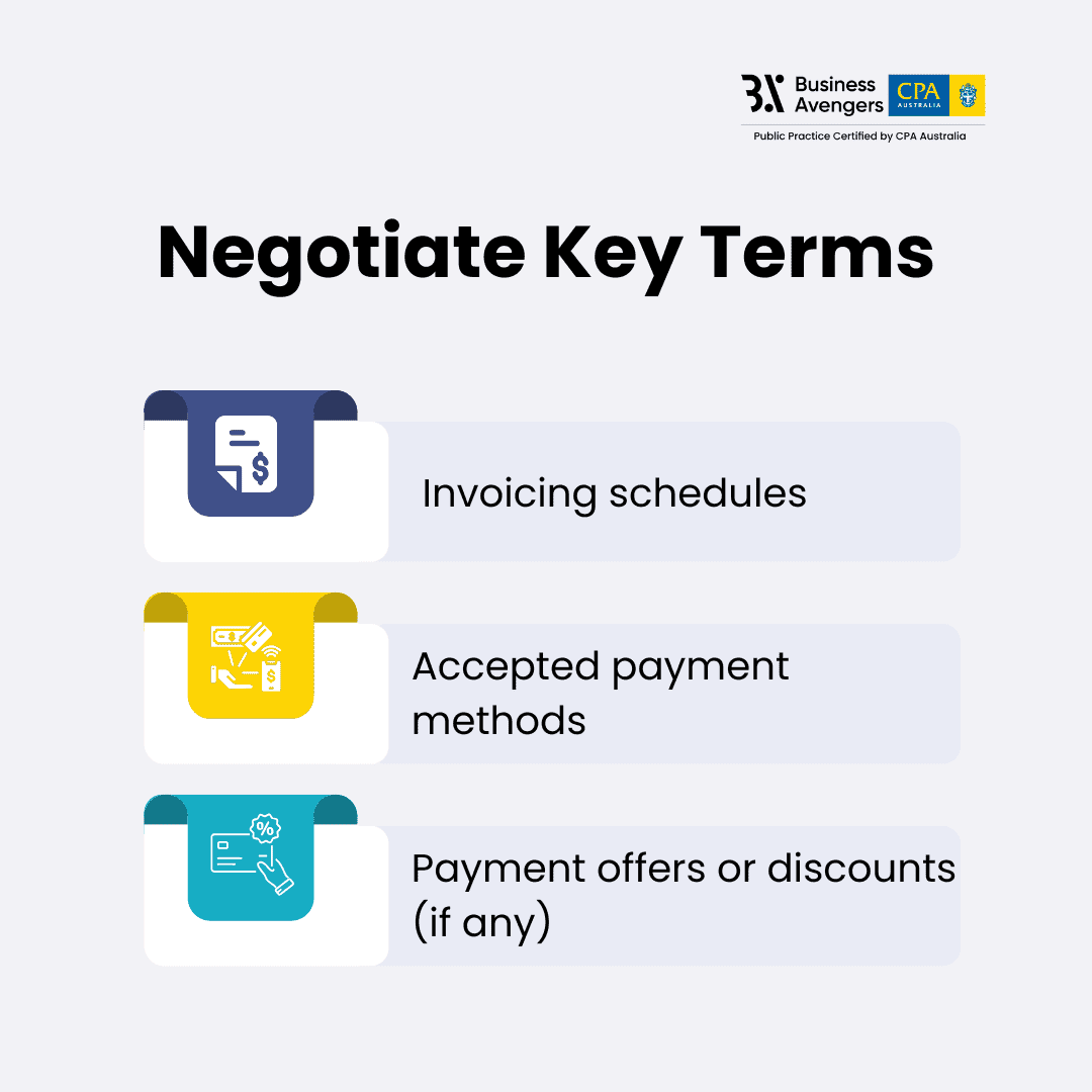 Negotiating key terms with vendors