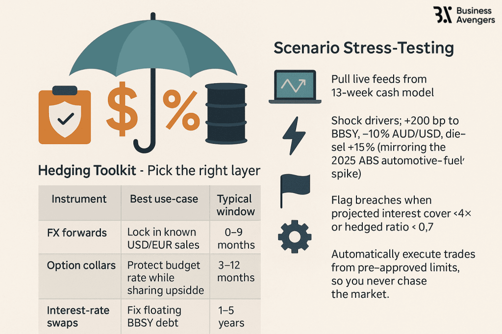 CFO financial strategy for hedging FX, interest rate, and commodity risks